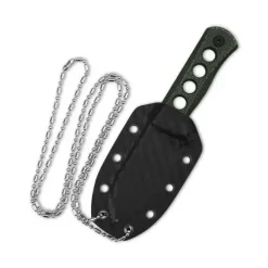 QSP Canary Neck Knife Neck knife, 14C28N black stonewashed, Green micarta, w/ necklace Kydex sheath - QS141-C2