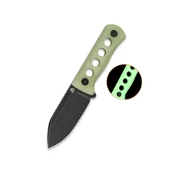 QSP Canary Neck knife, Sandvik 14C28N, black stonewash, Glow-in-the-dark resin, w/ necklace Kydex sheath - QS141-K2
