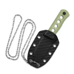 QSP Canary Neck knife, Sandvik 14C28N, black stonewash, Glow-in-the-dark resin, w/ necklace Kydex sheath - QS141-K2