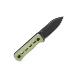 QSP Canary Neck knife, Sandvik 14C28N, black stonewash, Glow-in-the-dark resin, w/ necklace Kydex sheath - QS141-K2