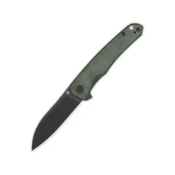 QSP Otter Liner lock, 14C28N black, Green micarta - QS140-E2