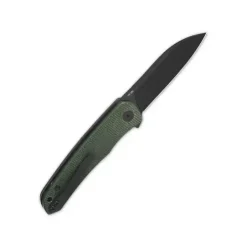 QSP Otter Liner lock, 14C28N black, Green micarta - QS140-E2