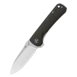 QSP Hawk Liner lock, 14C28N satin, Rough micarta dark brown - QS131-G