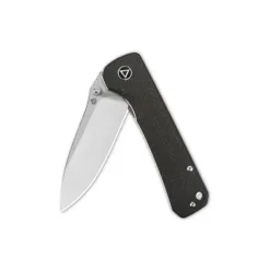 QSP Hawk Liner lock, 14C28N satin, Rough micarta dark brown - QS131-G