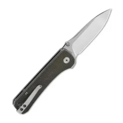 QSP Hawk Liner lock, 14C28N satin, Rough micarta dark brown - QS131-G