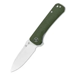 QSP Hawk Liner lock, 14C28N satin, Green micarta - QS131-H