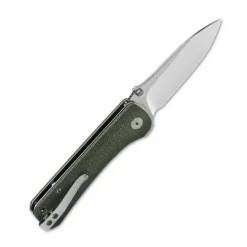 QSP Hawk Liner lock, 14C28N satin, Green micarta - QS131-H