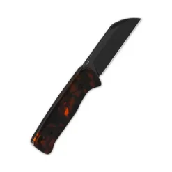 QSP Baby Penguin Fixed blade, 14C28N black stonewash, Tortoise resin, w/ Clip slip - QS130BP-B2