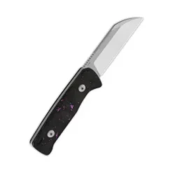 SP Baby Penguin Fixed blade, 14C28N 2 tone stonewash-satin, Purple shredded CF, w/ Clip slip - QS130BP-E1