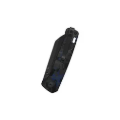 QSP Penguin V2 Liner lock, D2 black stonewash, Blue shredded CF overlay G10 - QS130V2-E2
