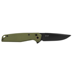 Ruike P873-G Folding Knife – Green Drop Point Blade, Micarta Handle, Button Lock