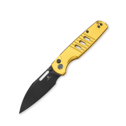 Bestechman Vector BMK15E– Black PVD D2 Blade & Gold Anodized Aluminum Handle Folding Knife