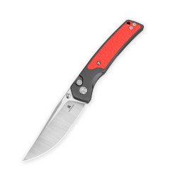 Bestechman Icebreaker BMK16A–D2 Blade & Black Aluminum Handle with Red G10 Inlays Folding Knife