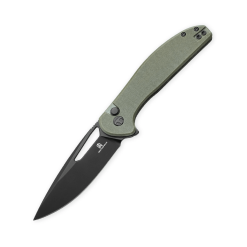 Bestechman Whalefin BMK18D–Black PVD D2 Blade & OD Green G10 Handle Folding Knife