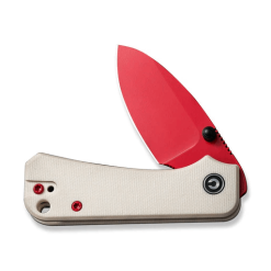 ivivi Baby Banter Thumb Stud Knife C19068S-7 – Red Blade & Ivory G10 Handle