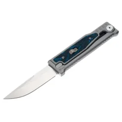 Reate Titanium bead blast All satin- Drop point G10 Damascus pattern-Blue/Black - EXO-M