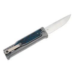 Reate Titanium bead blast All satin- Drop point G10 Damascus pattern-Blue/Black - EXO-M