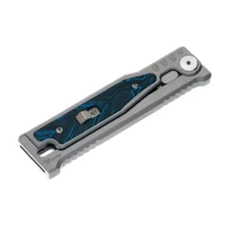 Reate Titanium bead blast All satin- Drop point G10 Damascus pattern-Blue/Black - EXO-M