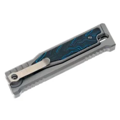 Reate Titanium bead blast All satin- Drop point G10 Damascus pattern-Blue/Black - EXO-M