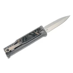 Reate Titanium bead blast Stonewashed-Double edge Burl linen (black&green) micarta - EXO-M