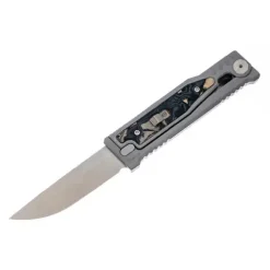 Reate Titanium bead blast Satin finish- Drop point Burl linen (black&green) micarta - EXO-M