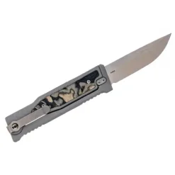 Reate Titanium bead blast Satin finish- Drop point Burl linen (black&green) micarta - EXO-M