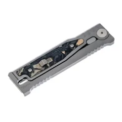 Reate Titanium bead blast Satin finish- Drop point Burl linen (black&green) micarta - EXO-M