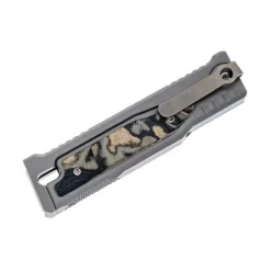 Reate Titanium bead blast Satin finish- Drop point Burl linen (black&green) micarta - EXO-M