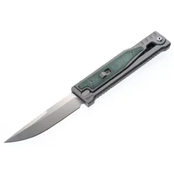 Reate Titanium bead blast Drop Point-Satin Stonewashed Flat OD Green Micarta - OG-EXO (7)