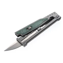 Reate Titanium bead blast Drop Point-Satin Stonewashed Flat OD Green Micarta – OG-EXO (7)