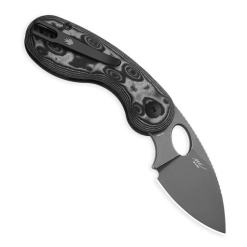Kizer Microbe V2742A5– Vortex Pattern Micarta Handle, Button Liner Lock Folding Knife