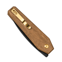 Kizer Tomb V3692A4 Folding Knife – Button Lock Pocket Knife with Wood Handle