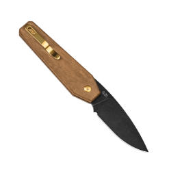 Kizer Tomb V3692A4 Folding Knife – Button Lock Pocket Knife with Wood Handle