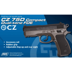 Asg CZ 75 D Compact Spring Airsoft Pistol Dual Tone FDE 6mm 18603